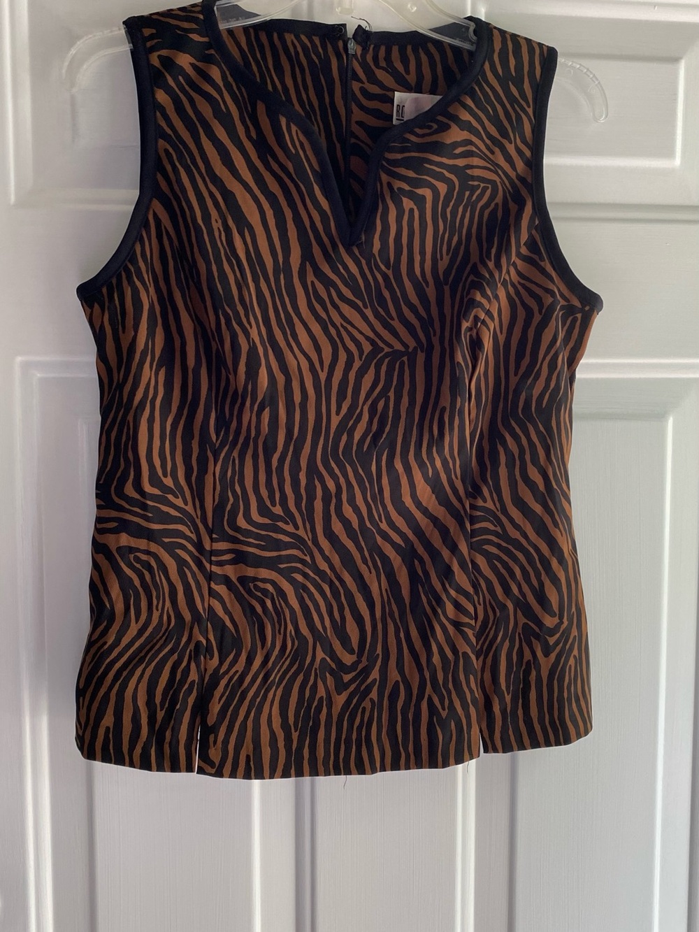 Robbie Bee Brown and Black Zebra-Print Sleeveless Top